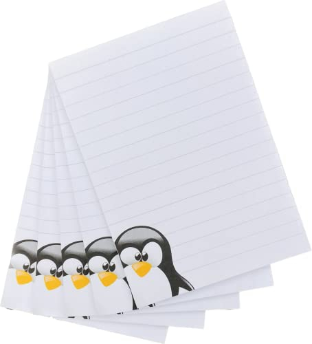 Notizblöcke DIN A7 I Motiv Pinguin I 5 Stück I 25 Blatt | liniert