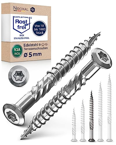 Tornillos de cabeza alomada Torx para terraza, 5 x 60 mm, acero inoxidable, 5 mm de grosor, 10 unidades
