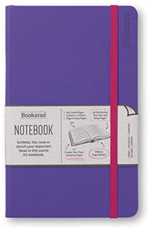 IF Bookaroo Anteckningsbok A5, dagbok – lila, klassisk linjerad anteckningsbok, hårt skydd med mjuk PU, (A5) 21,5 x 13,5 cm, 192 sidor