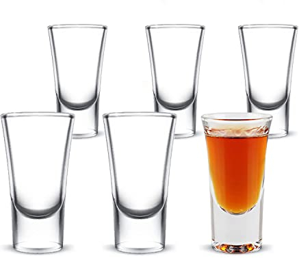NUWIQ Vasos De Chupito, 6pcs Vasitos de Vidrio para Chupitos, 30ml, para Tequila, Vodka, Whisky, Ginebra