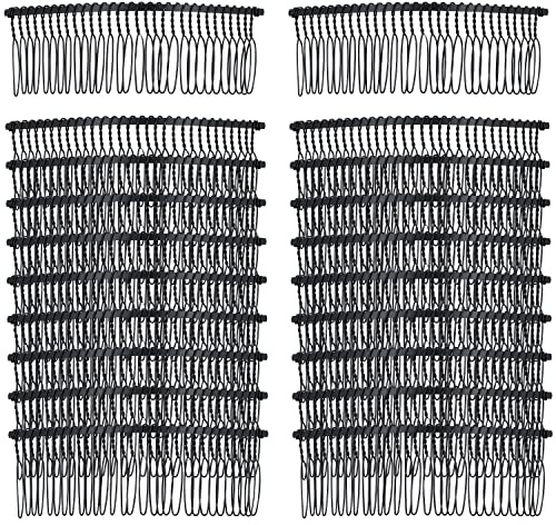 Lawie 20 Pack Bulk 30 Teeth Large Wide Black Metal Side Hair Combs Base Wire Twist Hair Comb Clips Wedding Bridal Veil Combs Decorative Headpiece French Twist Updo Bun Holder Accessories