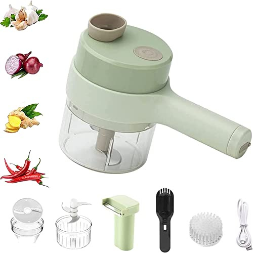 4 in 1 Handheld Electric Vegetable Cutter Set, Electric Garlic Chopper, Mini Food Electric Chopper, Wireless Garlic Mud Masher Garlic Chopper Cutting for Garlic Pepper Chili Onion