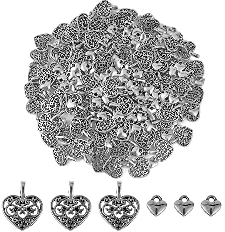 BEEFLYING Legierungs Charms im tibetischen Stil Anhänger in Herzform Antike baumelnde Charms für Bastelbedarf zur Schmuckherstellung