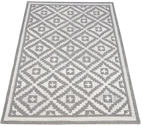 Grau Beige Teppich 100% Wolle 160X230 cm Orientteppich Handgetuftet HT301