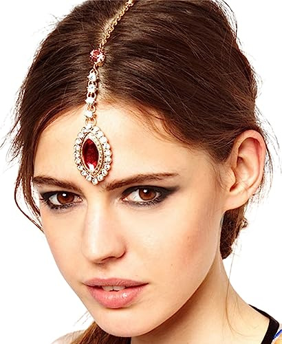 Traziewell Hochzeit Braut Göttin Bohemian Boho Kopf Kette Blume Haarschmuck Kopfstück Bollywood Braut Glam HB000815