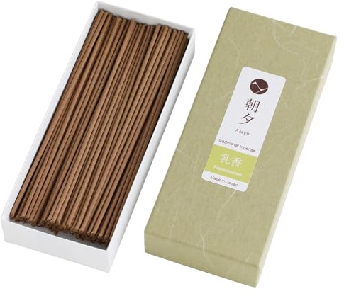 Asayu Japan Traditional Smoke Incense Sticks Frankincense Scent (40gr) for Morning Meditation, Relax or Yoga, Made in Japan - Frankincense
