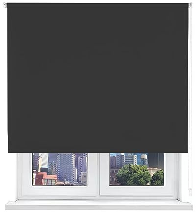 HOME MERCURY- Estor Opaco Enrollable Blackout, (100x180cm, Negro) | Estores térmicos, Persiana Enrollable Blackout para Ventanas. Fácil Instalación