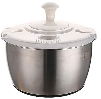vsilay Edelstahl Salat Spinner Efficientlys Waschen und Schleudern Trocknen Gemüse Obst Trockner Abtropfgestell Gemüse Dörrgerät Hause