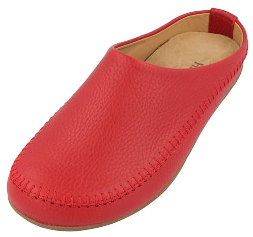 HAFLINGER Softi Lederpantoffeln Hausschuhe Ballerina im schlichten Design (Paprika 342), Gr. 41