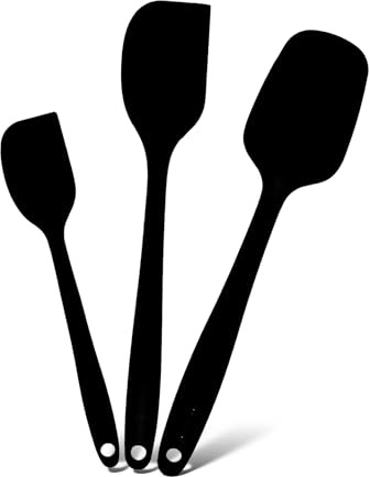 Spatole in silicone per cucinare - 3 Spatole di Gomma da Cucina [senza bisfenolo] [Premium: 40gr/85gr/90gr] (Nero)