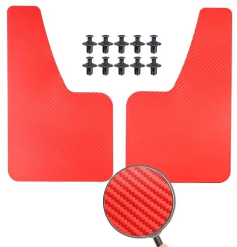 Paraspruzzi Auto Universale Nero Rosso Effetto Fibra Di Carbonio Paraspruzzi Paraspruzzi Parafanghi Modellati Copertura Parafango Anteriore Posteriore Auto Parafanghi (Colore : 2 pezzi)