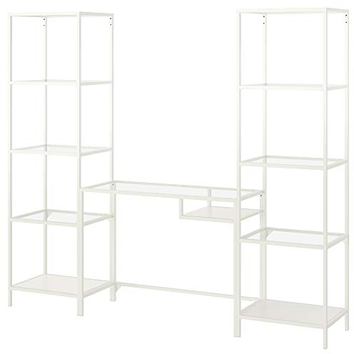 Generisch VITTSJÖ Regal mit Laptoptisch, 202x36x175 cm, Weiß/Glas