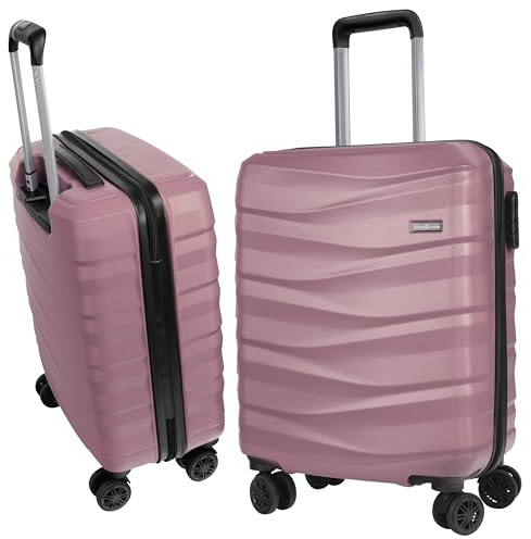 HANSEKOFFER Hartschalenkoffer mittelgroß · Koffer L · Reisekoffer mit Rollen · Trolley mit Teleskopgriff · Leicht · Rollkoffer mit Zahlenschloss · Altrosa