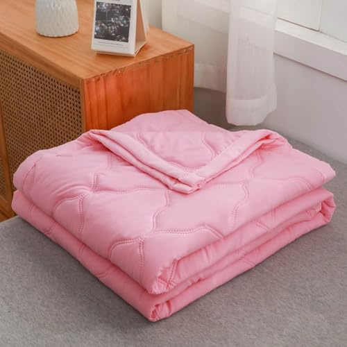YongXinMY Colcha acolchada, colcha de algodón con relleno de edredón individual, doble, super king, cama infantil acolchada para todas las estaciones (rosa, 200 x 230 cm)