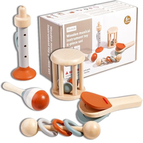 Baby Kinder Musikinstrumente, Baby Musik-Holzspielzeug ab 6 9 12 Monate, Monressori Kinder Musikinstrumente Spielzeug ab 1 Jahr, Baby Geschenk Weihnachten Geburtstag