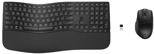 HP 680 Comfort Dual-Mode Tastatur und Maus Set, QWERTZ Deutsches Layout, Kabellos, Bluetooth & 2,4GHz, leise Tasten, ergonomisch, 4D-Scrollrad, programmierbare Tasten, für Windows, macOS & ChromeOS