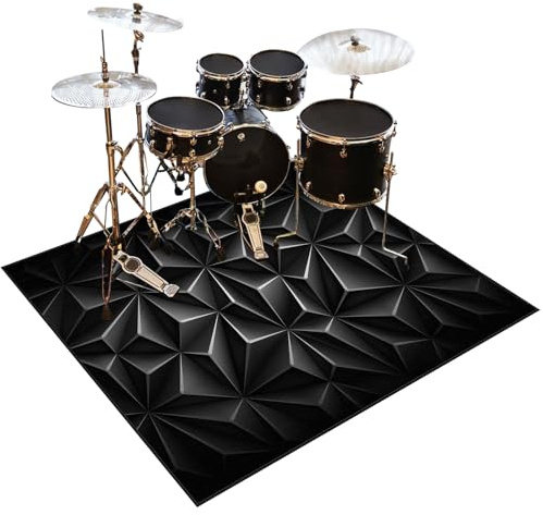 Schlagzeugteppich Rutschfest Schalldicht Drum Teppich Matte Innen und Außen, Elektronisches Jazz Schlagzeug Kit für Bass Snare Drum, 200 x 180 cm Schallschutz Akustik Teppich Schallschutzteppich