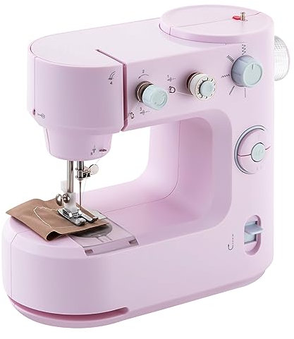 MINRS Nähmaschine Mini-Nähmaschine Nähmaschine Kinder mit Fußpedal(LED Licht, 5 Stichmuster, Fadenabschneider, Zwei-Wege-Nähen, Nähmaschine Anfänger, kindernähmaschine, Rosa)