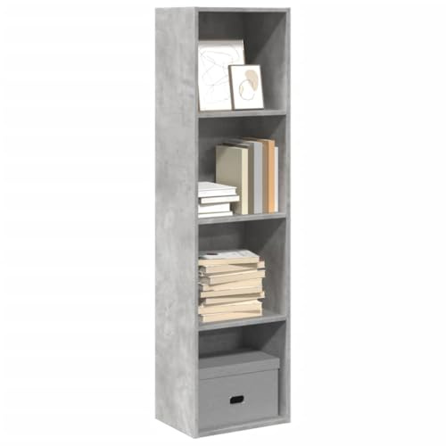 Myheimly Bücherregal Standregal Aktenregal Wandregal Raumteiler Regal Raumtrenner Büroregal Mehrzweckregal Betongrau 40x30x152 cm Holzwerkstoff