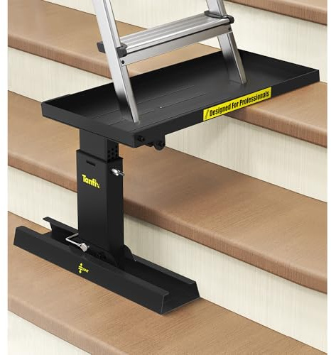 Tanfix Foldable | Heavy-Duty Ladder Extender Pro, High Strength Steel Material Design Ladder Extension Pro for Stairs w/Non-Slip Mat, 9.5-15 Adjustable Height, Applicable Feet Spacing 25