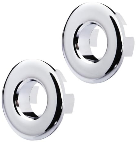 2 Stück Waschbecken Überlauf Abdeckung, SpüLe üBerlaufring, Runde üBerlauf Abdeckung, Sinken üBerlauf Ring, Waschbecken üBerlauf Ringe SpüLbecken für Waschtisch Loch mit Ø 22-24 mm Öffnung, Silber