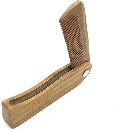 FRCOLOR Faltbarer Mini-kamm aus Natürlichem Holz Bart und Haar-kamm Tragbarer Reisekamm Feine Haarbürste für Männer und Damen Hautfreundlich für Kopfhaut und Haar