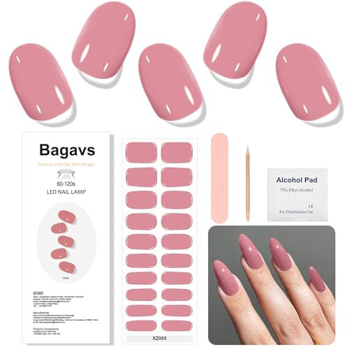 Bagavs Unghie Gel Adesive UV 20 PCS Smalto Adesivo per Unghie Strisce Gel UV (Rosa Crema Solido)