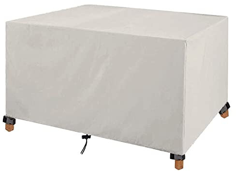 Wasserdichte weiße 420D-Oxford-Gewebe-Gartenmöbelabdeckung, 279,4 x 139,7 x 83,8 cm, rechteckige Outdoor-Tischabdeckung für Sofas und Stühle, winddicht, UV-Schutz, rund um die Uhr