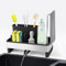 VFANDV Organizador Fregadero Cocina, Porta Esponja Autovaciante, Soporte Estropajo para Fregaderos de Acero Inoxidable, Cocina Organizador de Lavado con Toallero Extraíble (Negro)