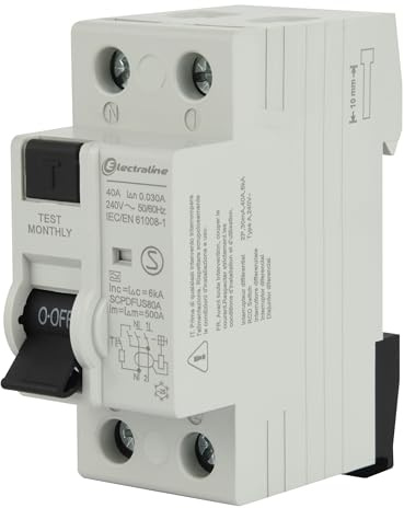 Electraline 87009 Interruptor Diferencial 40A, Sensibilidad 30mA, Tipo A