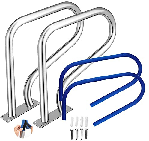 MYRDBT Pool Rail Pool Railing, Pool Handrail, Pool Handrails Pool Handrails Hand Rail with 4FT Nylon Grip Cover 304 Stainless Steel Swimming Pool Stair Railing Rustproof Easy Mount Hand Grab Rail