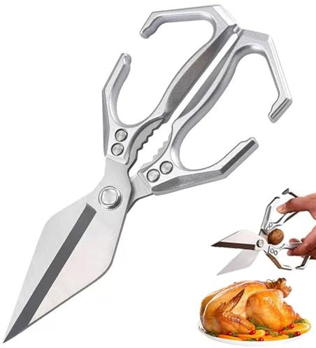 Multifunctional Heavy-Duty Kitchen Shears, 2 in 1 Kitchen Scissors All Purpose with Walnut Cracker, Heavy Duty Stainless Steel Cooking Shears with Ergonomic Handle for Cutting Meat, Food, Fish