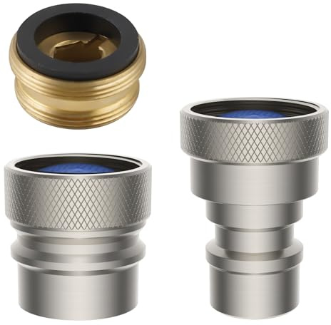 Portable Dishwasher Faucet Adapter 2PCS, Metal Kitchen Sink Faucet Adapter Connection for Dishwasher, 55/64-27 Female Thread with 15/16-27 Male Adapter, Faucet Aerator, Brushed Nickel