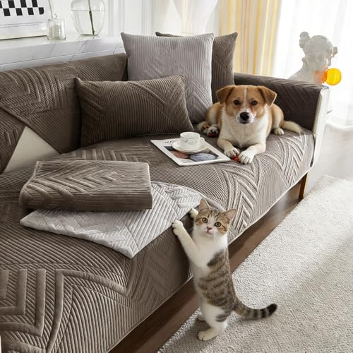 Generisch Sofa Überzug Sofabezug Weiche - rutschfest Sofaschoner Sofa Cover 1/2/3/4 Sitzer Couch Überzug Sofaüberwürfe für U Form L Form Sektionssofa (Dunkelgrau, 90x240cm)