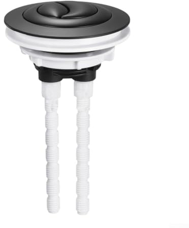 Botón de tanque de inodoro de doble descarga con varilla ajustable de 100 mm, construcción ABS en plata, negro, oro, oro rosa u oro cepillado, reemplazo eficiente de ahorro de agua (negro)