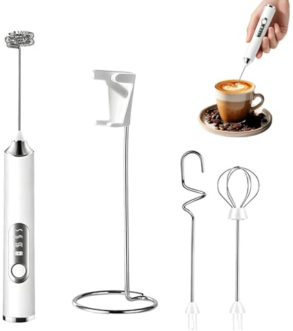 Espumador de Leche Eléctrico,Recargable Ajustable 3 Velocidades - Mezclador Eléctrico para Café | para Decorar Latte, Chocolate Caliente, Aficionados a la Repostería y Personas Mayores