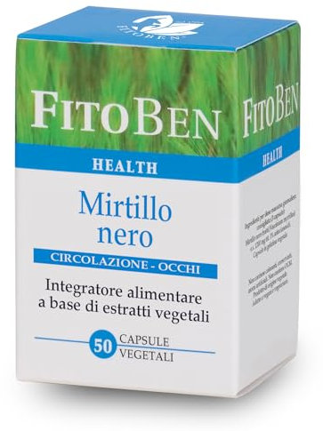 Fitoben | Mirtillo nero favorisce la funzionalità del microcircolo e contro la pesantezza delle gambe. 50 Capsule Vegetali.