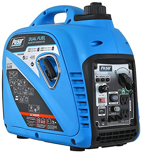 Pulsar 2,200W Portable Dual Fuel Quiet Inverter Generator with USB Outlet & Parallel Capability, CARB Compliant, PG2200BiS