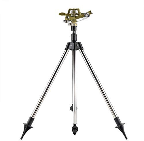 Irrigatore a spruzzo per irrigazione, inserto a terra in acciaio inossidabile regolabile a 360 ¡ã + kit di irrigazione telescopico per irrigazione a treppiede per prato da giardino