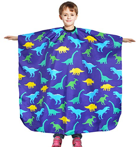 Nidoul Kids Hairdressing Cape Barber Haircut Cape,Waterproof Hairdresser Apron for Child Boys Girls, 47x39 Extra Long Hair Cutting Apron with Clip Closure