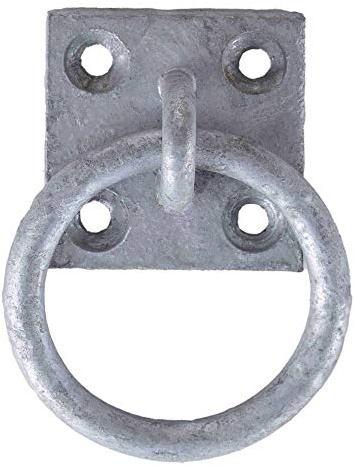 2X Anneau d’Attache Ø 51 mm avec Platine carrée 50 x 50 mm, Acier galvanisé à Chaud, Anneau de Fixation pour écurie remorque