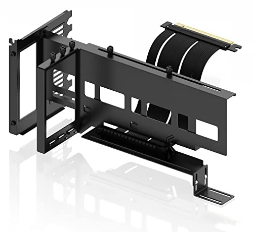 EZDIY-FAB Vertikale Halterung für GPU PCIe 4.0, Halterung für Grafikkarte, VGA-Videokarte, mit PCIe 4.0 X16 Gen4-Kabel, 17 cm, Riser 90 Grad, rechter Winkel, Schwarz