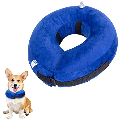 Nobleza - Aufblasbare Halskrause für Hunde & Katzen, Einstellbar Schutzkragen Hund, Bequem Schutzkragen mit Klettverschluss für Haustiere Katzen Hunde Nach Operation und Verletzungen (Blau, M)