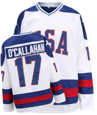 Hockey Jersey från USA 1980 Olympiska laget ishockey tröjor sydda bokstäver och siffror S-XXXL, 17#vit, L