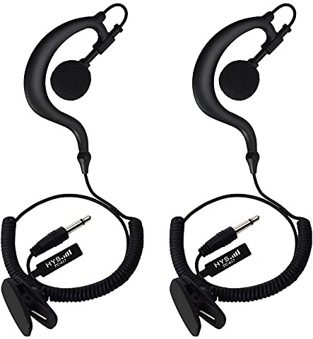 HYSHIKRA Ohrhaken Kopfhörer -3,5mm Klinke | One Ear - Halteclip - G-Form Kopfhörer Headset für Funkgeräte (2 Stück) (180°-Stecker)