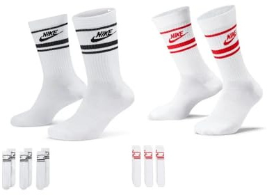 Nike Essential Crew Socks Socken 3er Pack (43-46, white/red)