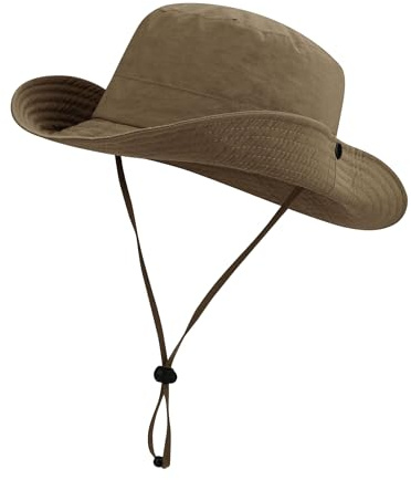 Clakllie Wasserdicht Fischerhut UV Schutz Wanderhut Safari Hut Herren Safari Hut mit Kinnband Atmungsaktiver Sonnenschutz Dschungelhut für Damen und Herren