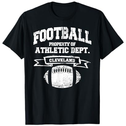 Fußballeigentum in Cleveland der Athletic Dept. Retro-Grunge T-Shirt