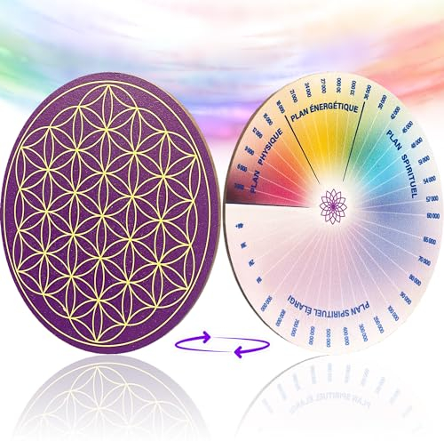 Vibratis Flor de Vida de Madera para recargar Piedras y péndulos adivinatorios + Escala de bovis para calcular la tasa vibratoria | 100% Fabricada en Francia