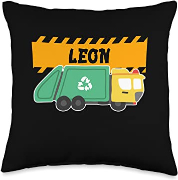 Waste Collector Dump Trash Recycling Lover Leon Trash Kids Collector Ecologist Garbage Truck Throw Pillow, 16x16, Multicolor